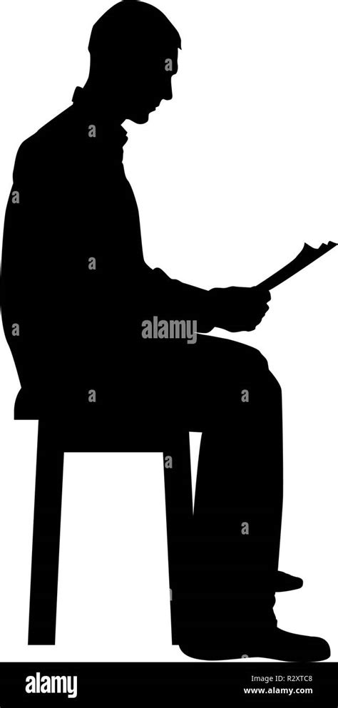 Man Sitting Reading Silhouette Concept Learing Document Icon Black