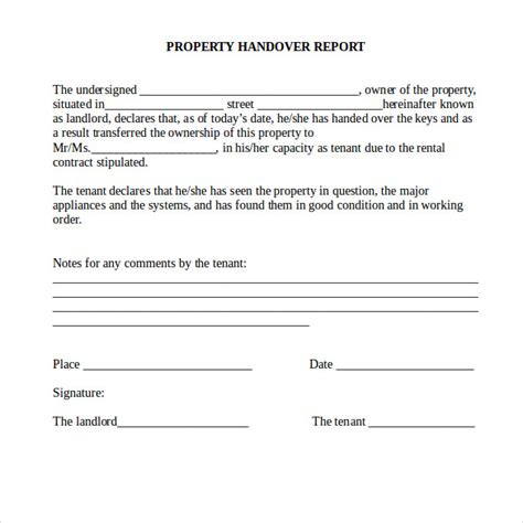 Handover Report Template Documents In Pdf Word Sample Templates