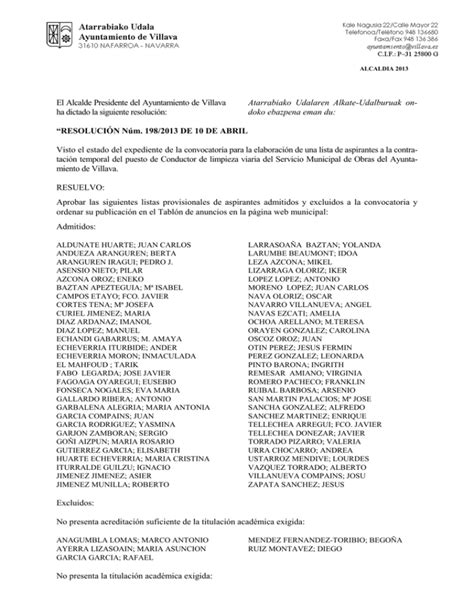 Resolución 130410 lista provisional Conductor limpieza