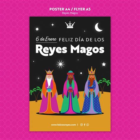 Plantilla de póster de reyes magos de diseño plano Archivo PSD Gratis