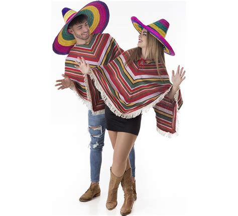 Disfraz O Poncho De Mexicano Con Sombrero Grande Para Adultos