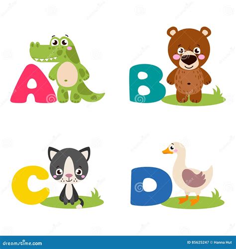 A Vector Illustration of Alphabet Animals Stock Vector - Illustration ...