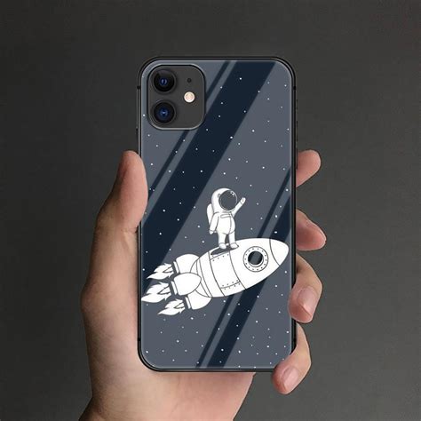 Kaufe Cartoon Astronaut Gehärtetes Glas Handyhülle für iPhone Samsung