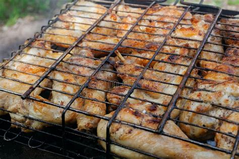 Grilled Chicken Thigh On Flaming Grill Stock Image Image Of Background Roast 72438681