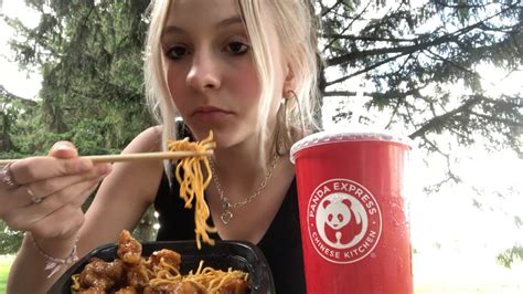 ASMR ORANGE CHICKEN CHOW MEIN FROM PANDA YouTube