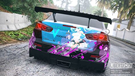 Завантажити Mitsubishi Evolution X Miku x Luka Itasha для GTA 5