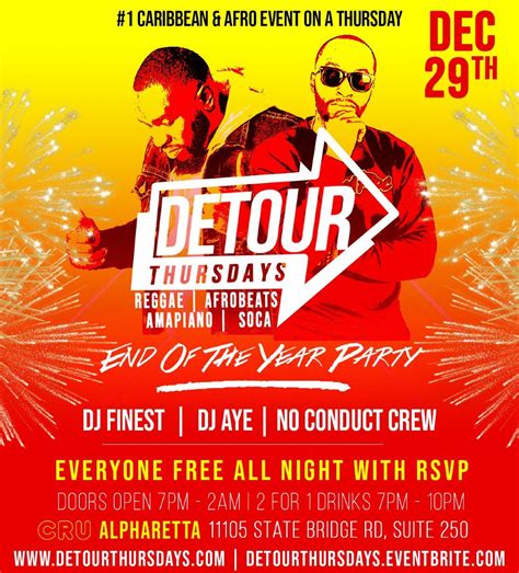 Detour Thursdaysreggae Afrobeats Soca Amapiano Hiphop And Randb