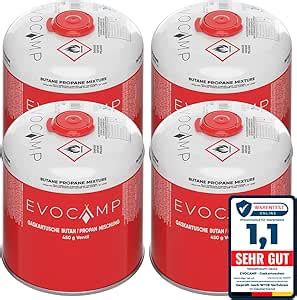 EVOCAMP 4X Propan Butan Gaskartuschen 450g einsetzbar für Weber Grills