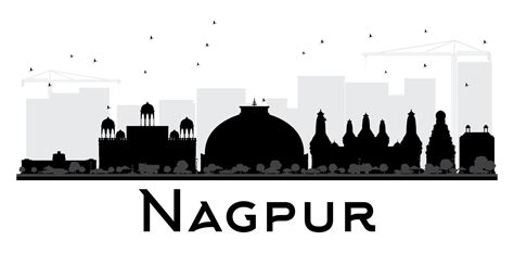 Nagpur City skyline black and white silhouette. 12990485 Vector Art at ...