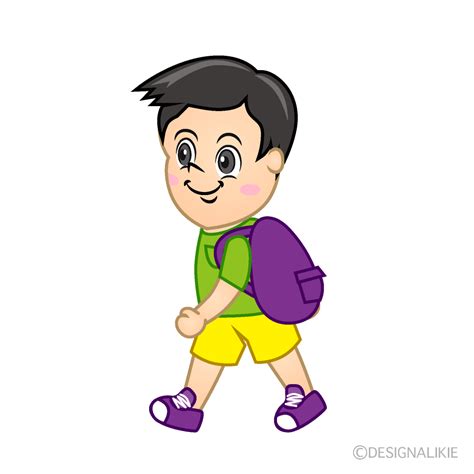 Walking Boy With Bag Cartoon Free Png Imageillustoon