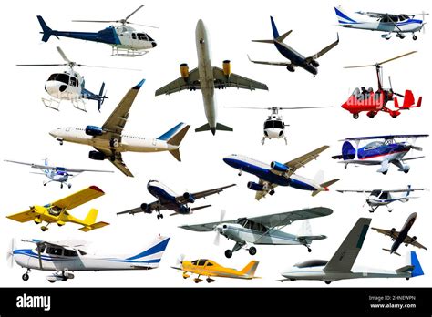Different Airplanes Isolated On White Stock Photo Alamy