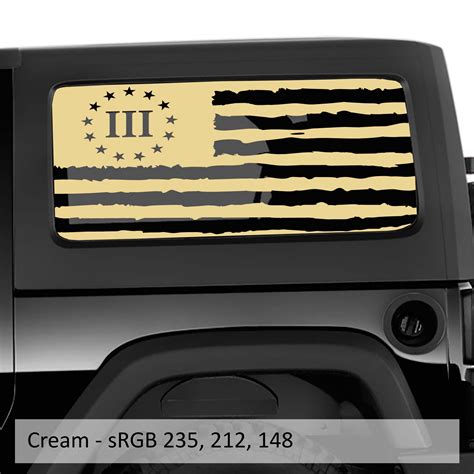 Three Percenter Tattered Flag Decal For Wrangler Hardtops