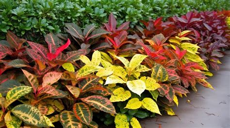 Colorful Foliage In A Garden Background Crotons Plants Picture