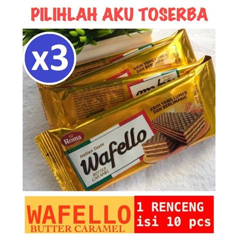 Jual Roma Wafello Butter Caramel 17 Gr Harga 3 Renceng Isi 10 Pcs