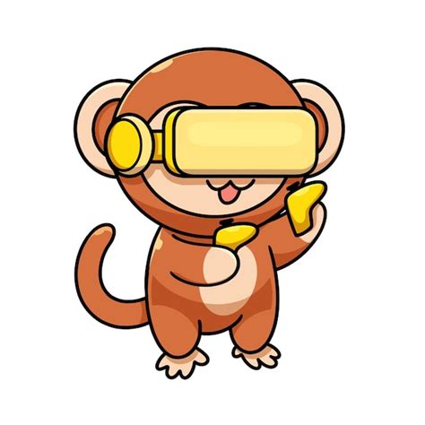 Premium Vector | Cute vr monkey - cartoon character - vector illustration