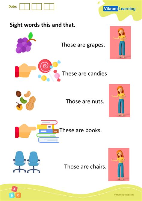 Download sight words these and those worksheets | vikramlearning.com