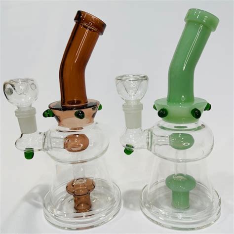 8 Assorted Color Tube Curved Neck Water Pipe With UFO Showerhead Perc