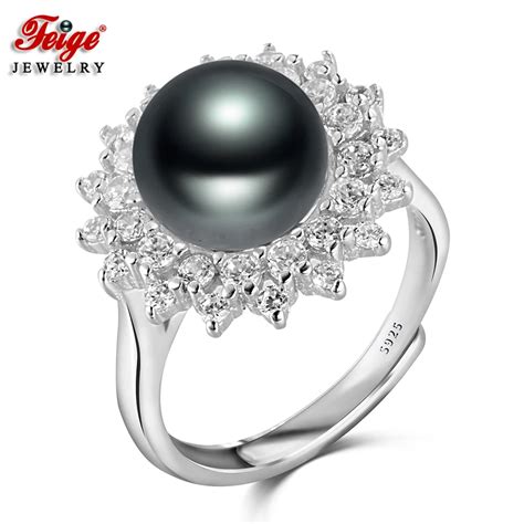 Feige Pearl Ring Sterling Silver Inlay C Bicos De Zirc Nia Anel De