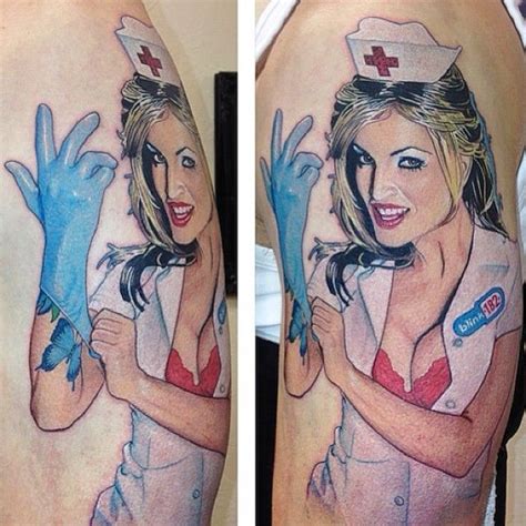 Janine Lindemulder Colour Portrait Tattoo From Blink 182 S Album Cover