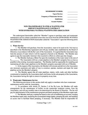 Fillable Online Water Wastewater Service Agreement Water Wastewater