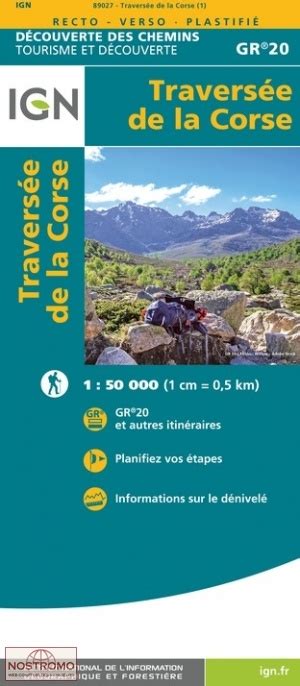 Gr20 TraversÉe De La Corse Carte De Randonnée Ign Nostromoweb