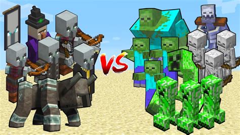 MINECRAFT RAID ARMY Vs ALL MOBS ARMY In Minecraft Mob Battle YouTube