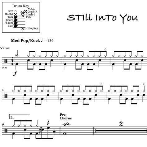 Still Into You - Paramore - Drum Sheet Music | Drum sheet music, Drums ...