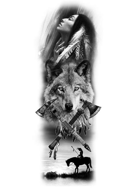 Native American Tribal Wolf Tattoo