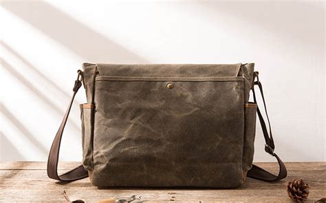 Waxed Canvas Messenger Bags For Men Vintage Shoulder Bag For Men Iwalletsmen