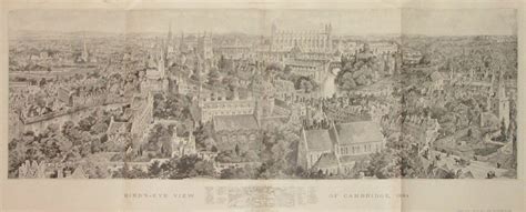 Antique Photo Lithograph A Birds Eye View Of Cambridge 1894