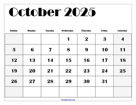 2025 October Calendar Printable Free Pdf Files 2025 Raza Naomi