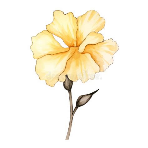 Ilustra O De Flor Desenhada Pela M O De Um Cravo Amarelo No Estilo