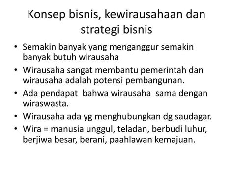 Ppt Konsep Bisnis Kewirausahaan Dan Strategi Bisnis Powerpoint