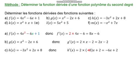 Déterminer la fonction dérivée dune fonction polynôme du second degré