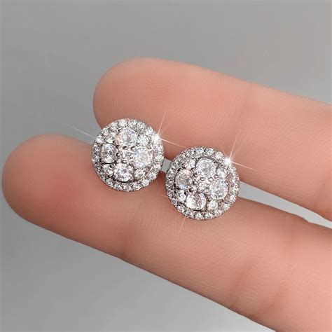 Huitan Simple Versatile Women S Cubic Zirconia Stud Earrings Silver