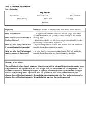 Copy Of Concept Market Equilibrium Notetaker Docx Unit