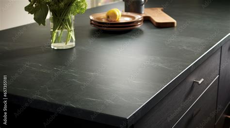 Foto Stock Texture Of Satinfinished Soapstone Countertop The Surface Of