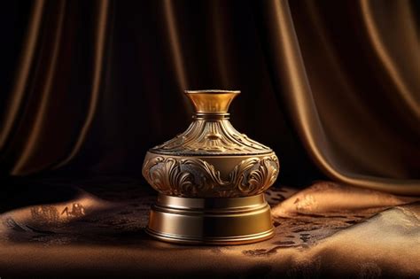 Premium Ai Image A Gold Container With A Flower Design On It