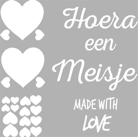 Geboorte Sticker Hoera Een Meisje Made Withe Love Wit Bol