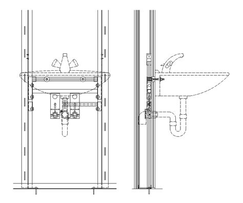 Wash Basin Side And Front Elevation Design Download Dwg File Cadbull