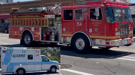 LACoFD Engine 154 CARE Ambulance Responding Code 3 YouTube