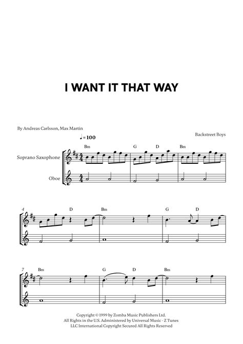 I Want It That Way Arr Cadenza Editions Sheet Music Backstreet Boys Instrumental Duet