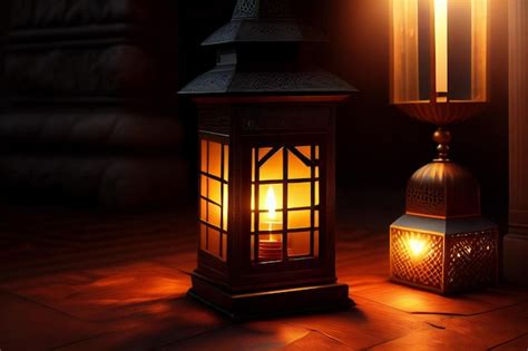 Premium Ai Image A Lantern Sitting On Top Of A Wooden Floor