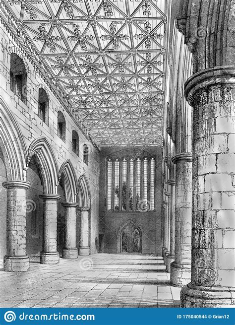 Old Illustration of Historic Scottish Cathedral Stock Illustration - Illustration of drawn ...