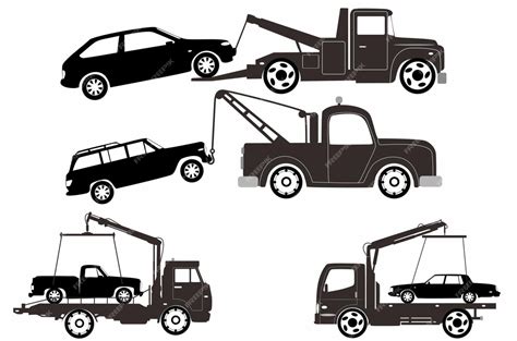 Premium Vector Set Of Tow Truck Silhouettes Logos Icons