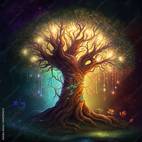 Beautiful illustration of magic tree of life, sacred symbol. Personal ...