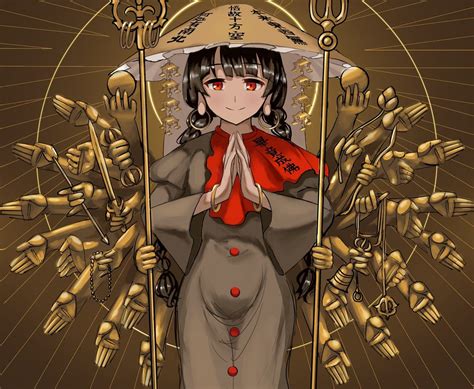 Safebooru 1girl Ajirogasa Aoiueo12 Black Hair Bodhisattva Braid Brown