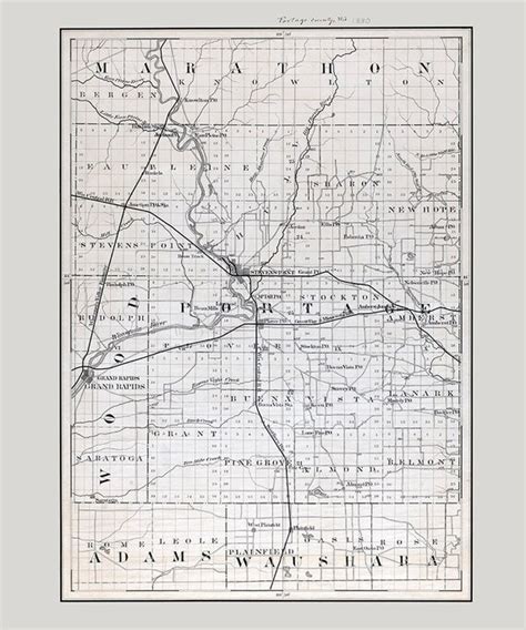 1880 Map Of Portage County Wisconsin Etsy