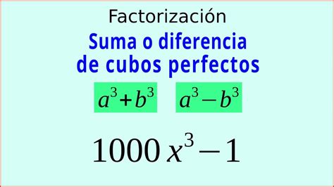 Suma O Diferencia De Cubos Perfectos No Factorizaci N Youtube