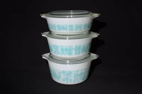 Vintage Pyrex Amish Butterprint Cinderella Casserole Dish Set With Lid Milk Glass 471 472 473